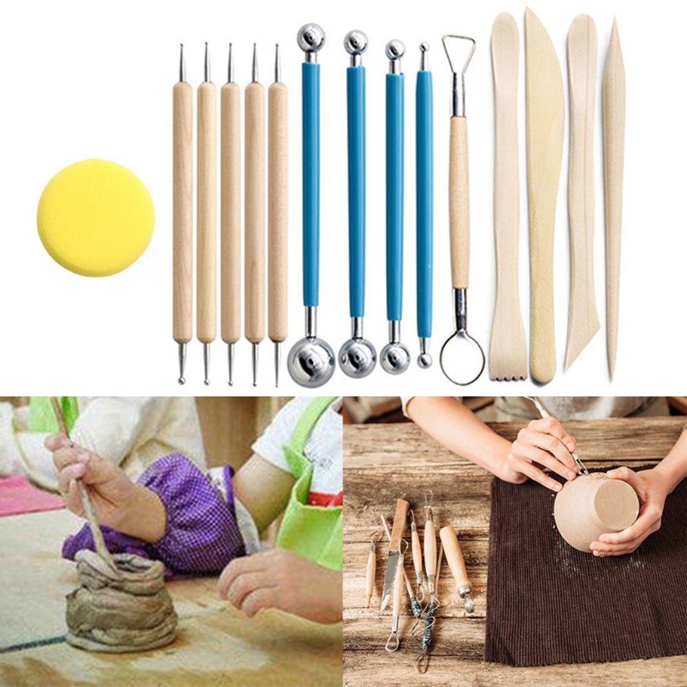 JANE Set 18 Dụng Cụ Điêu Khắc Đất Sét Cán Gỗ Cho Người Lớn Và Trẻ Em