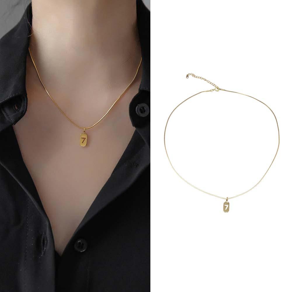 MOCHO Vòng cổ Thép Titan Mặt Số 7 Đơn Giản Cho Nữ