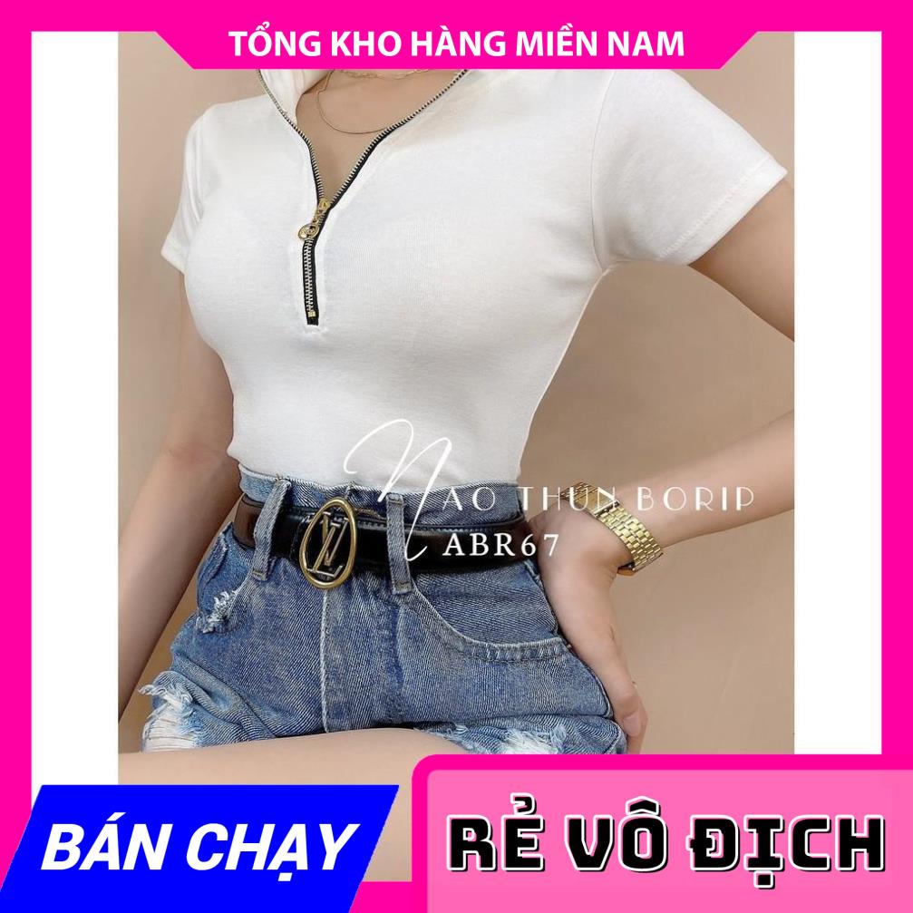 Áo thun croptop nữ phối tia kéo chất thun borip co giãn 4 chiều  Áo kiểu nữ ABR67