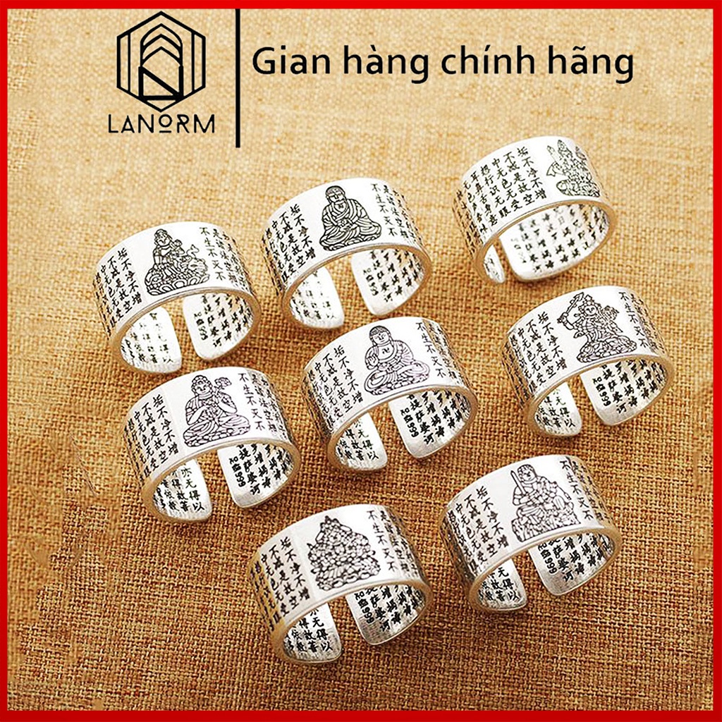 Nhẫn Bát Nhã Tâm Kinh tự chỉnh cỡ Titan Bạc cực bền luôn sáng bóng