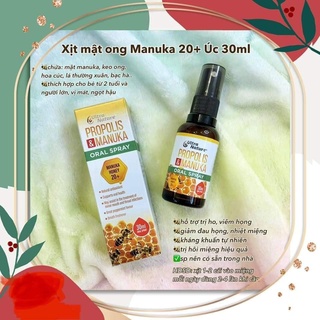 [ Chính hãng Úc] Xịt keo ong Ultra Nature Propolis & Manuka Oral Spray 30ml