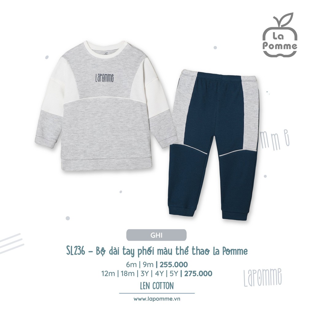 LaPomme - Bộ quần áo dài tay bé trai phối màu thể thao