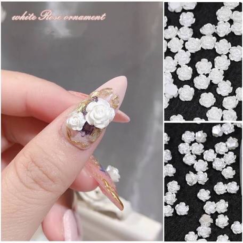 Cham hoa hồng đen trắng đính móng siêu đẹp HOT