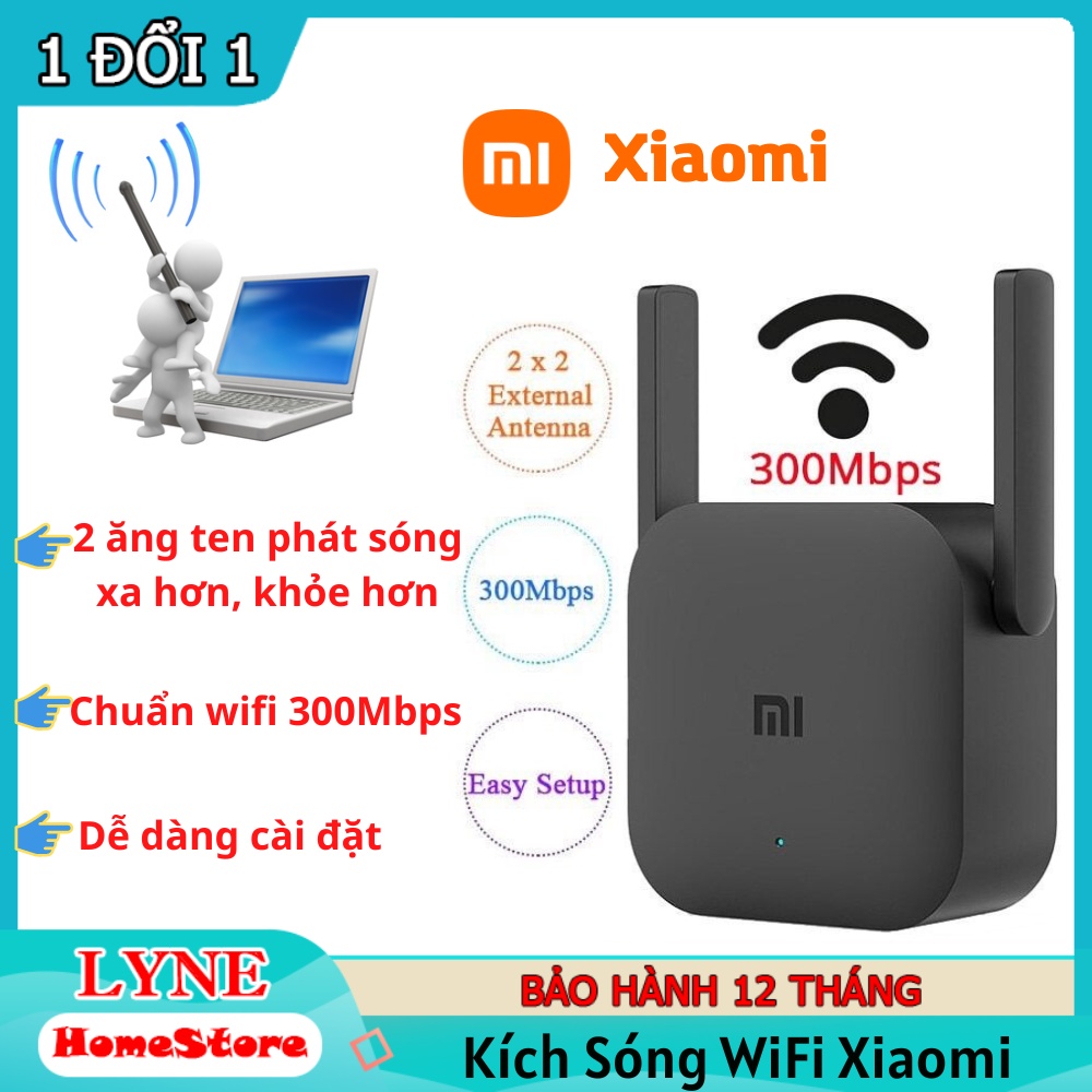Kích sóng Wifi Xiaomi Repeater Pro 2 râu - Chuẩn wifi 300Mbps - Tích hợp ổ cắm sẵn, cực tiện lợi - Hàng Chính Hãng