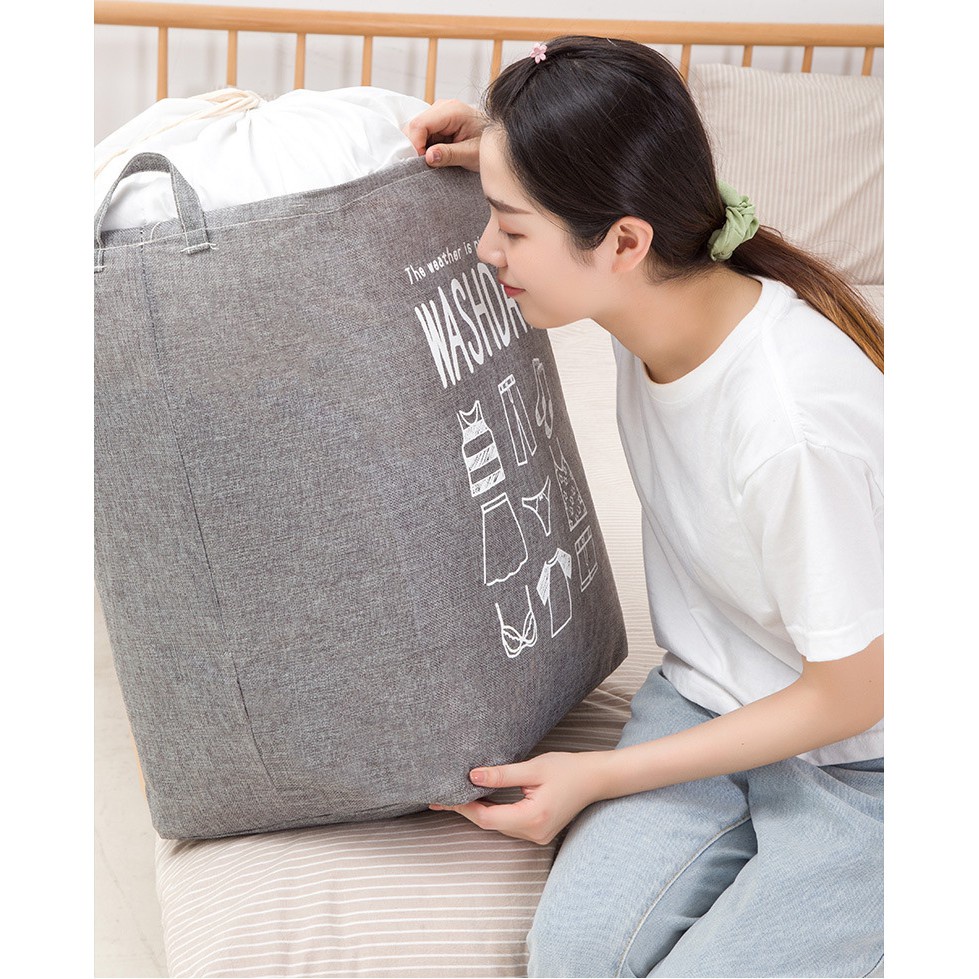 Túi đựng quần áo chăn màn bằng vải không dệt, Giỏ đựng đồ dùng gia đình đa năng washday gấp gọn xinh xắn 88307