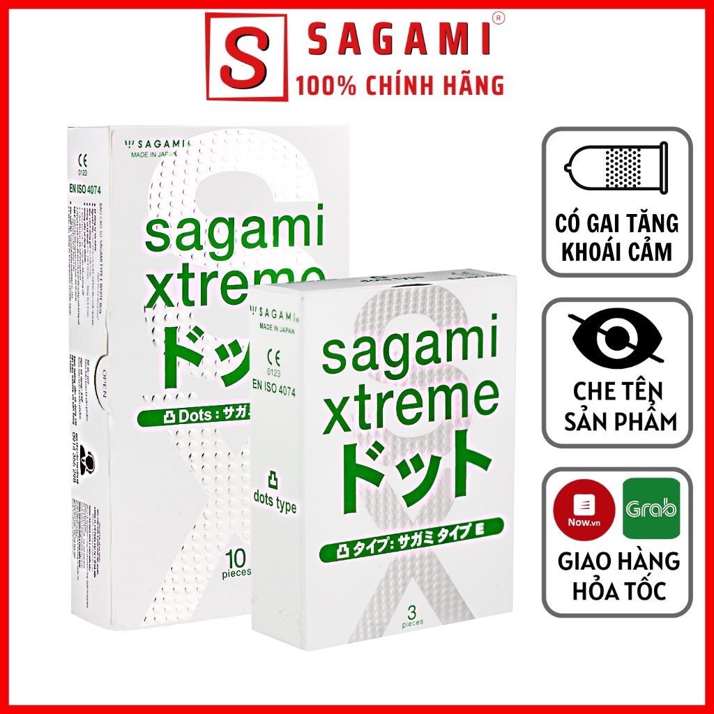 Bao Cao Su Sagami White Box Có Gai Chấm Nổi – BCS Mỏng Kéo Dài Thời Gian