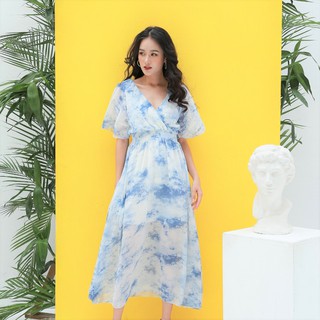 Đầm maxi voan loang màu IFU 2451