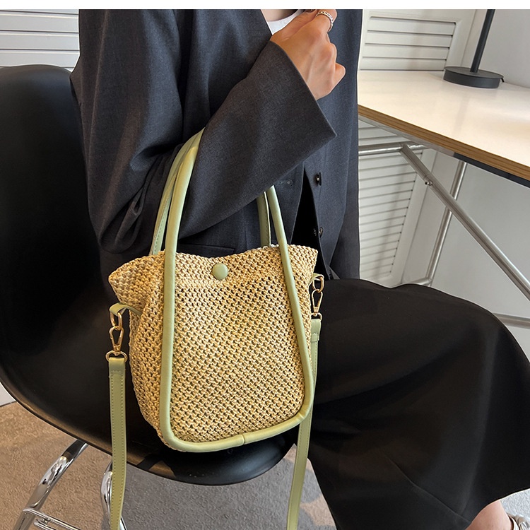 Túi Đeo Vai Đan Sợi Rơm Thủ Công Thời Trang Cho Nữ