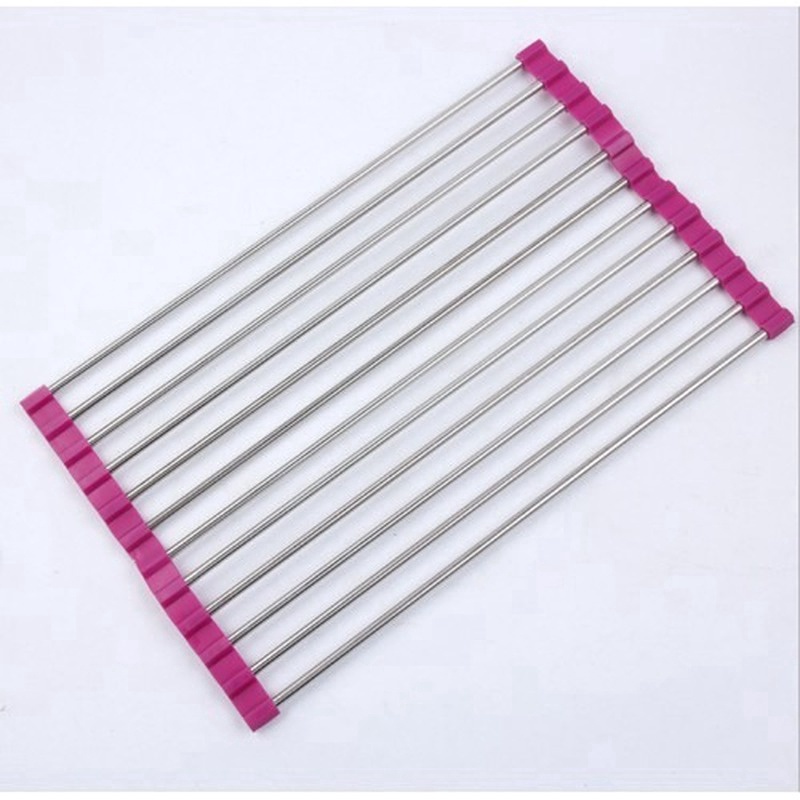 Giá Phơi Khô Chén Dĩa Bằng Silicone Chịu Nhiệt Có Thể Gấp Gọn Cho Bồn Rửa Nhà Bếp