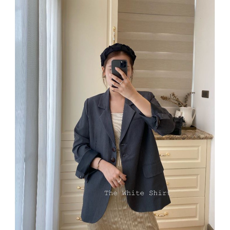 EMMY BLAZER - áo blazer trẻ trung thanh lịch màu ghi đậm