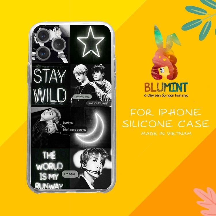 Ốp đt Yoonmin Stay wild cho iphone 6,6plus,7,7plus,8,8plus,x,xr,xs,11,12,pro,max,plus,promax BLUYMIN009