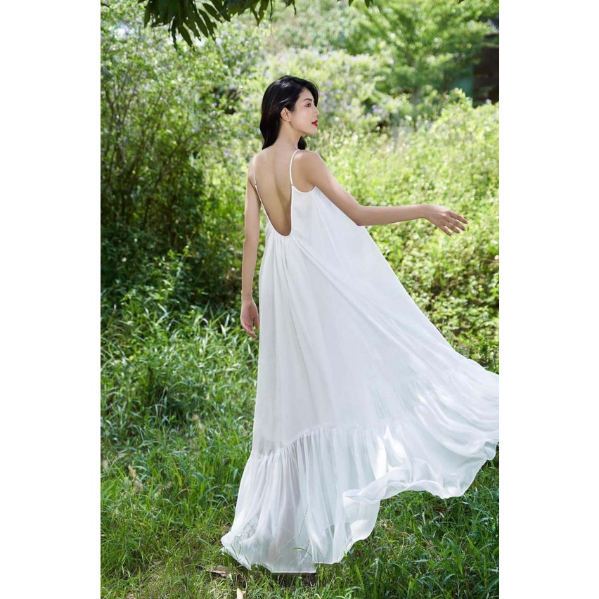Váy Maxi 2 Dây Hở Lưng Gợi Cảm, Đầm Maxi Đuôi Cá Thiết Kế Đi Bển ELYSIA DRESS
