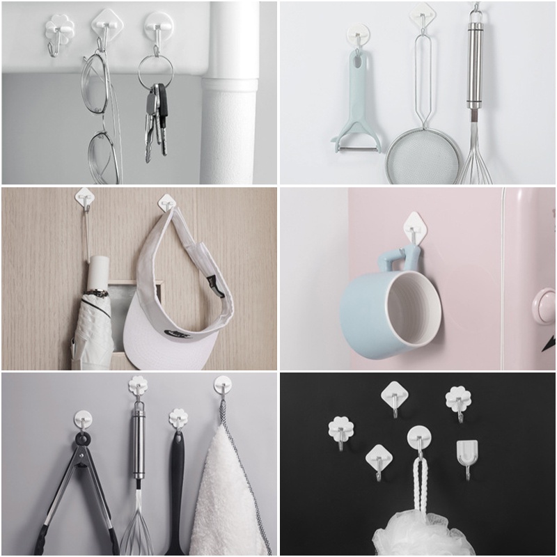 5pcs Móc Dán Tường Siêu Dính Trong Suốt Chịu Lực Tốt Treo Tường Chắc Chắn