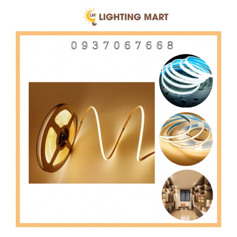 Đèn Led dây dán COB 12V 5M siêu sáng (chưa bao gồm nguồn)-Đèn led trang trí tủ kệ trưng bày, trang trí phòng ngủ