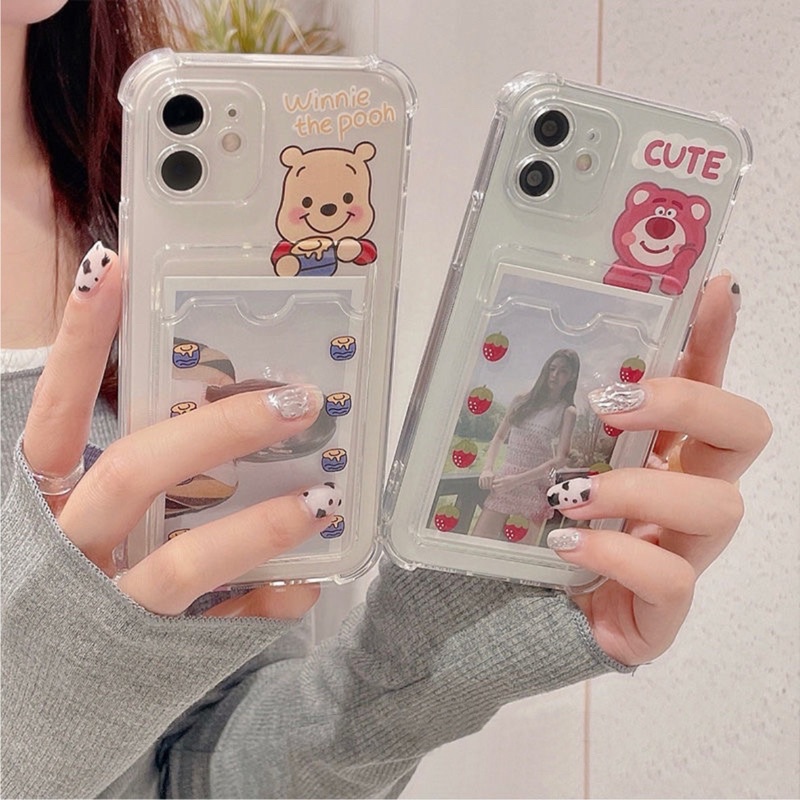 Ốp Ví Trong Suốt Chống Sốc Có Ngăn Đựng Ảnh, Thẻ - Winnie The Pooh