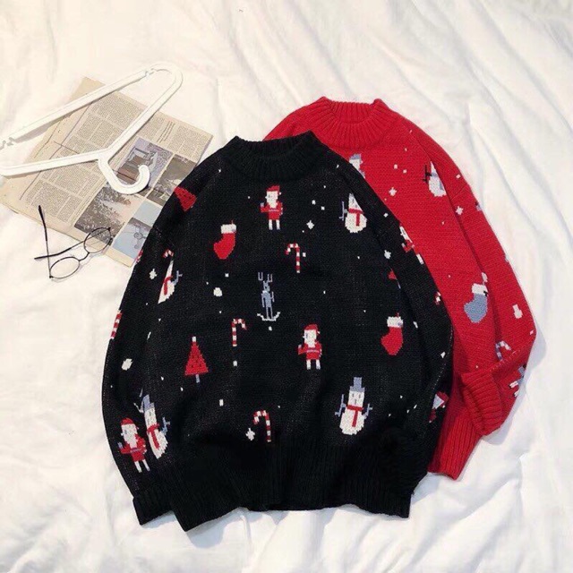 Áo len đỏ, đen hoạ tiết noel