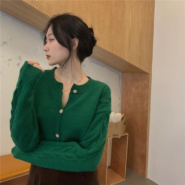 COZOK Áo sweater lửng tay dài dáng rộng phong cách retro Hong Kong