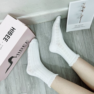 Tất nữ cao cổ lolita trắng co giãn thông thoáng vớ nữ HIBEE