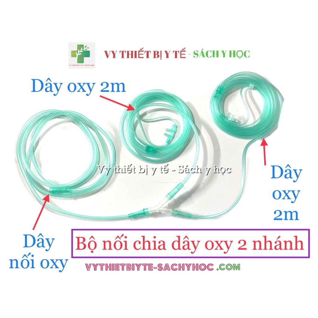 Set Bộ nối, chia dây và 2 dây oxy 2 nhánh - mỗi nhánh 2m