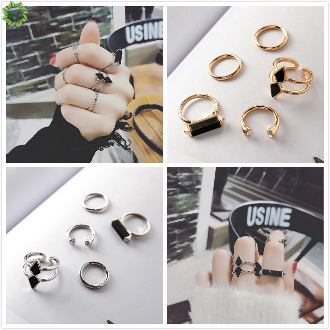 Set 5 nhẫn kim loại kiểu mở độc đáo họa tiết mũi tên thời trang nữ