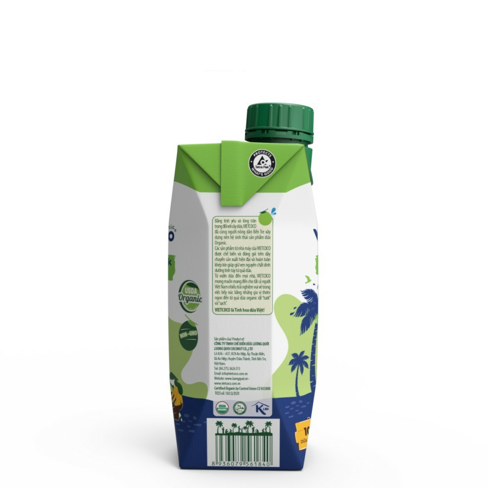 Sữa dừa Hữu Cơ Vietcoco hộp 330ml Organic Coconut Milk OGANICO
