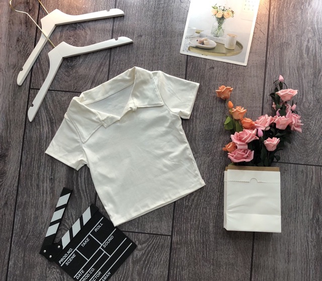Áo Croptop kiểu nữ CÓ CỔ POLO trơn cổ bẻ hàng cao cấp By bear.story
