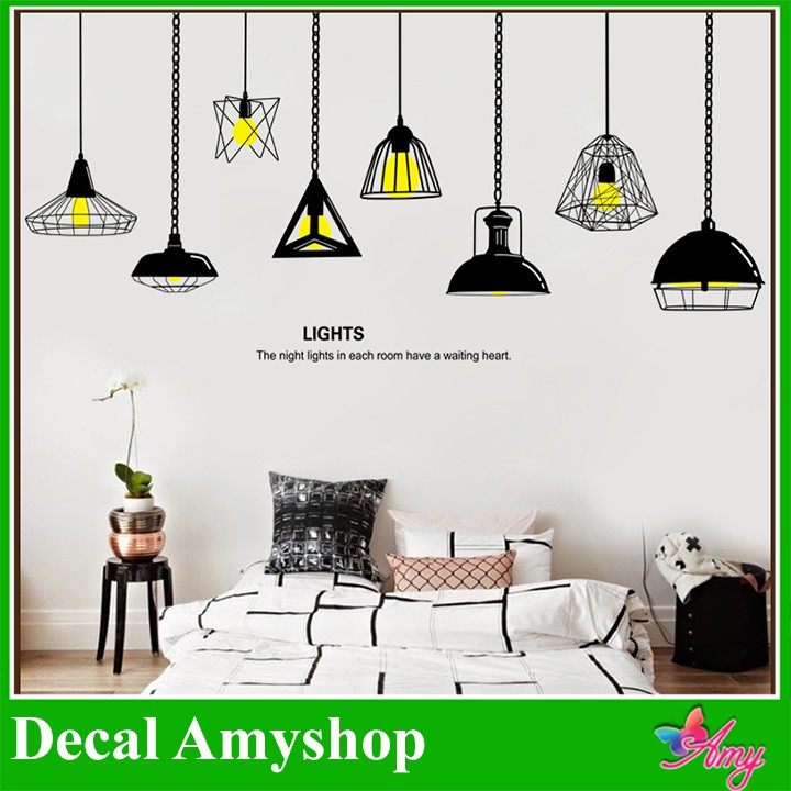 Decal dán tường 3D [THANH LÝ] Đèn treo số 7 AmyShop