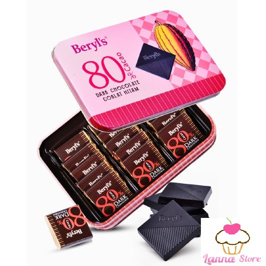 (2 loại) Sô cô la đắng Dark Chocolate Beryl's hộp 108gr (80% & 99% Cacao) - Malaysia