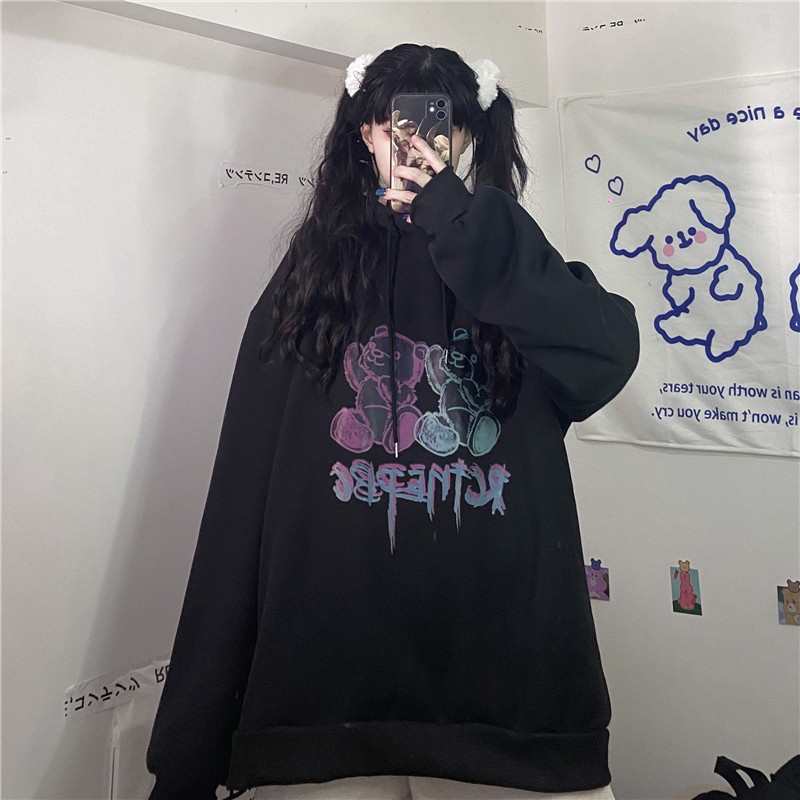 Áo hoodie nữ unisex form rộng Áo hoodie nữ form rộng mặc nhà thời trang hình gấu bear đi chơi du lịch hàn quốc | BigBuy360 - bigbuy360.vn