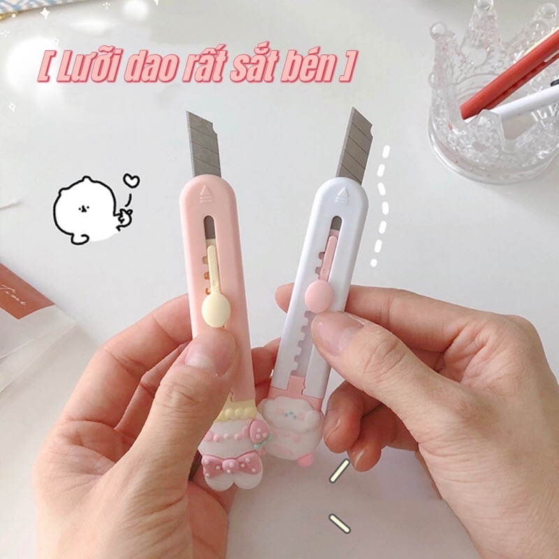 Dao rọc giấy hình thú tiện ích dành cho học sinh, unboxing sticker
