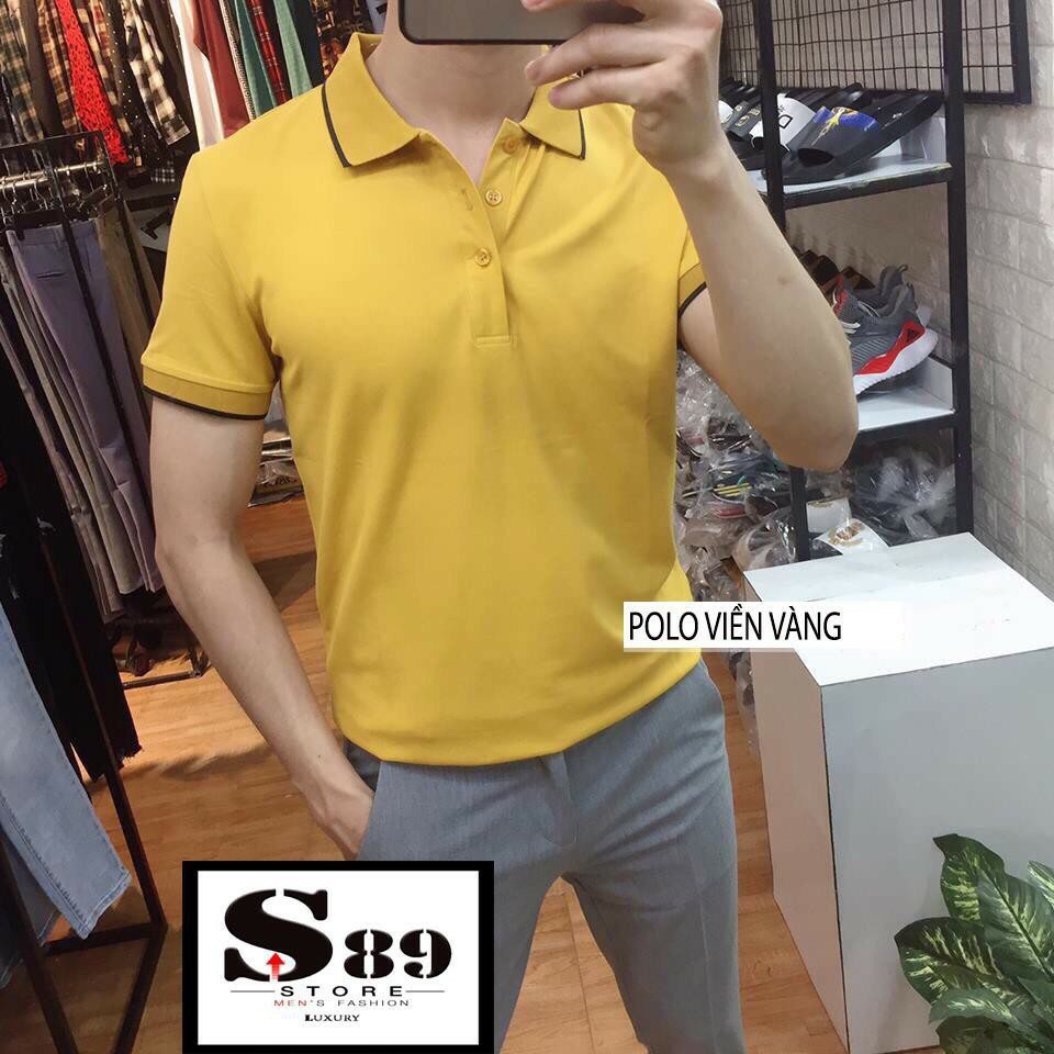 Áo phông nam ngắn tay cổ bẻ phối viền cao cấp : Kiểu dáng Hàn Quốc chất liệu cotton , co giãn 4 chiều(APKV) (CAM KẾT HÀN