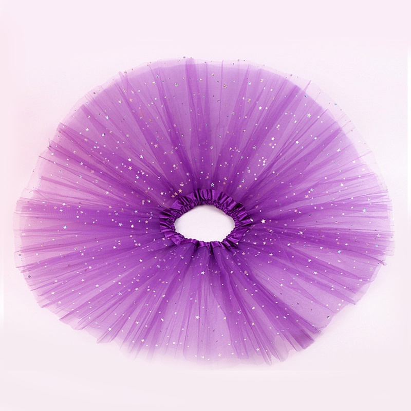 Chân Váy Lưới Tutu Đính Kim Sa Lấp Lánh Cho Bé Gái Tập Múa Ba Lê