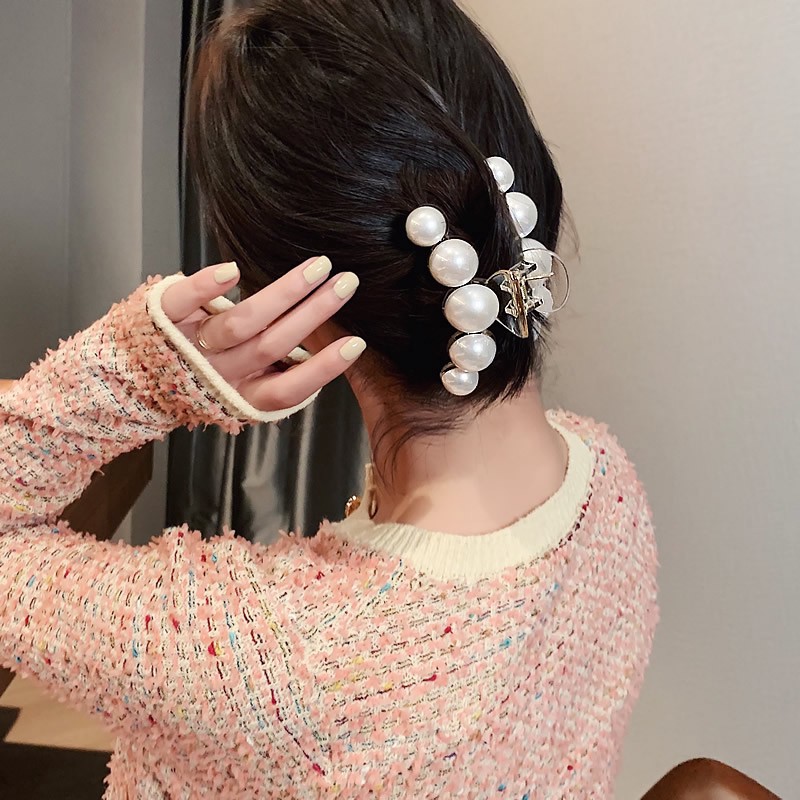Kẹp tóc đính hạt ngọc trai nhân tạo kiểu dáng vintage B0040