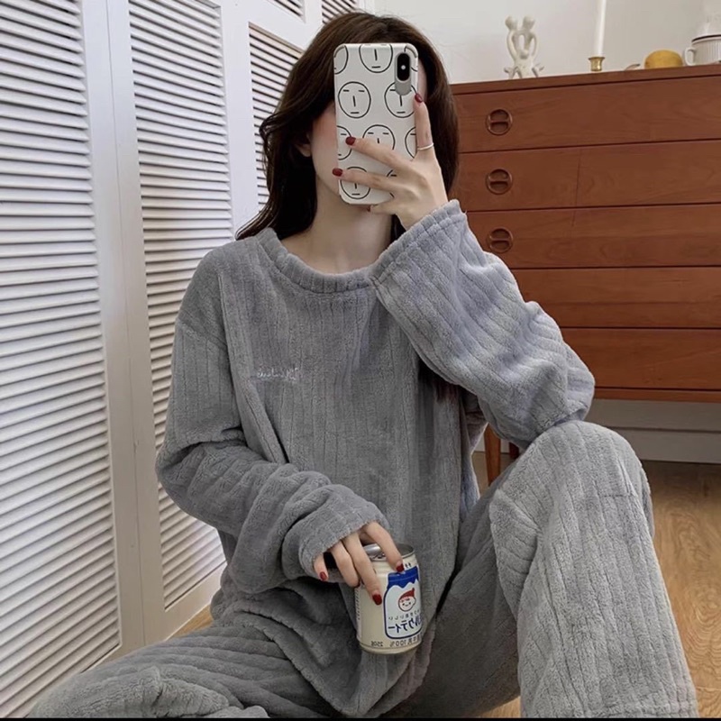 Bộ ngủ bông kẻ tăm siêu ấm