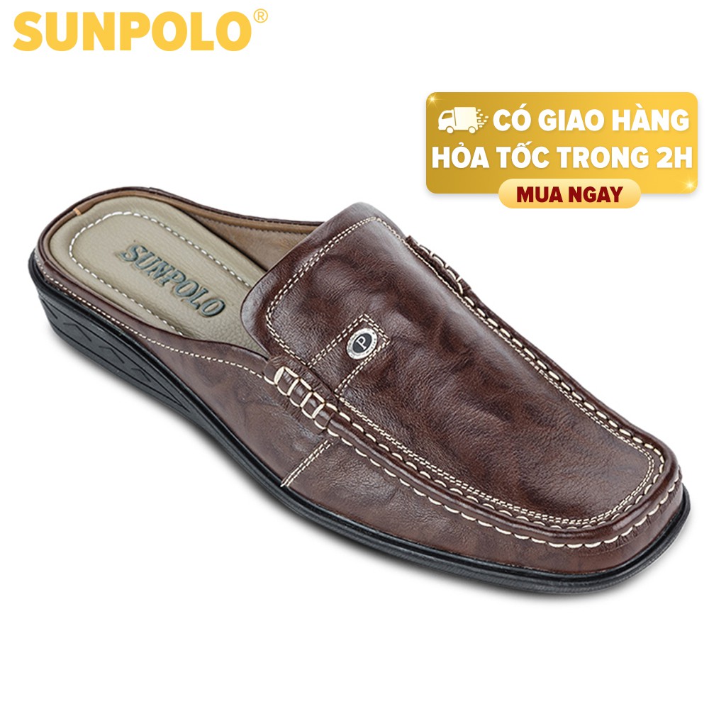 Giày Sapo Bít Mũi Nam Da Bò SUNPOLO Nâu - SUSP004N
