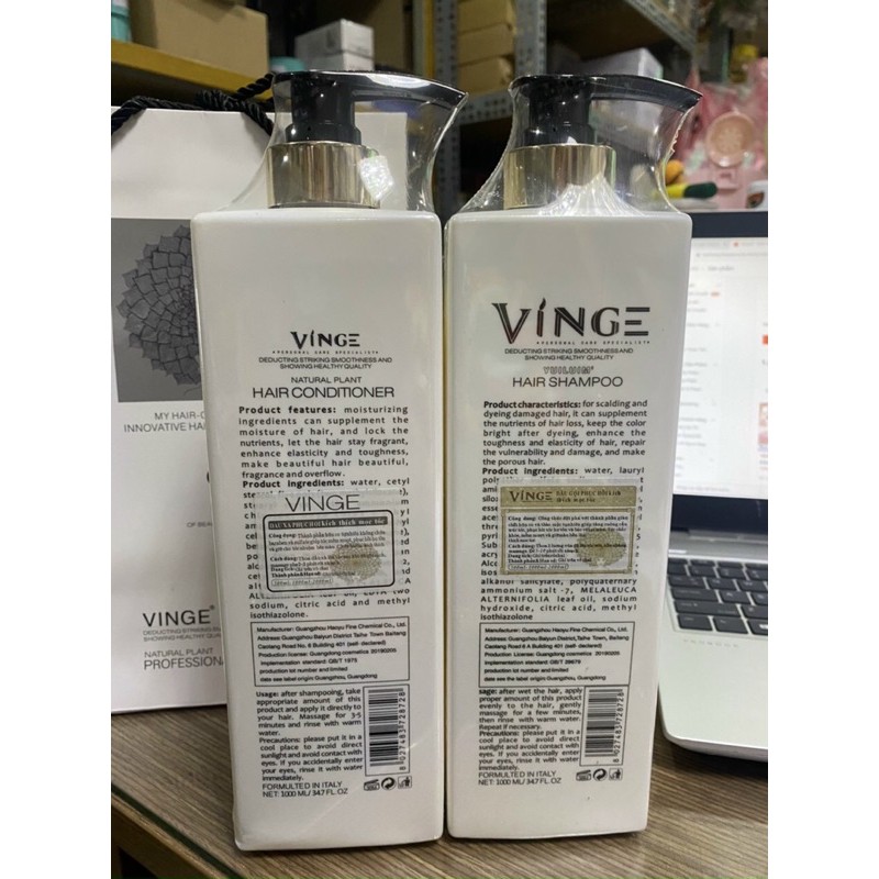 Combo 2 CHAI cặp dầu gội m+ xả Collagen VINGE 1000ml