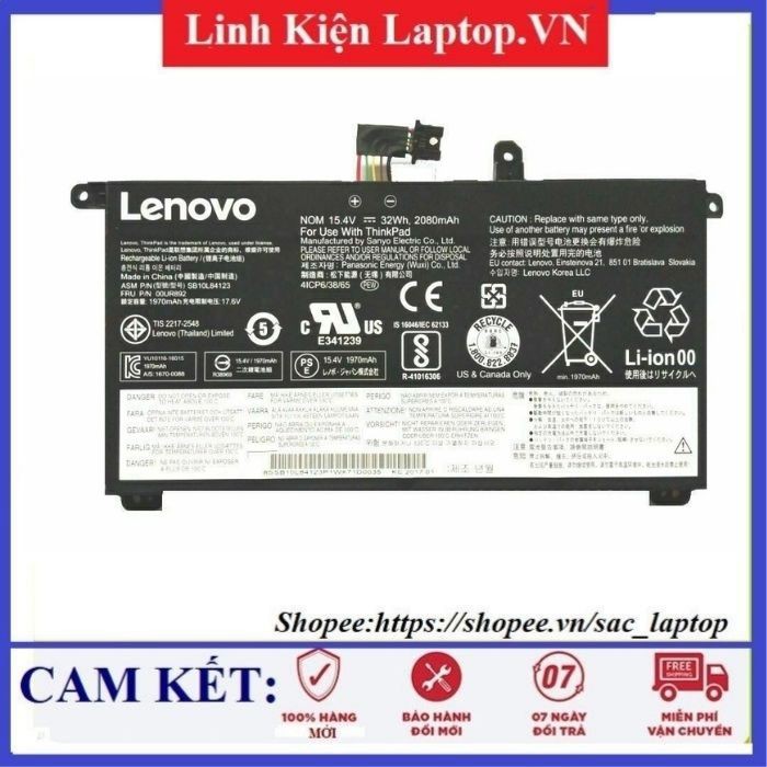 Pin Laptop Lenovo ThinkPad T570 T580 P51S P52S SB10L84122 00UR891 SB10L84123 SB10L84121 - PIN GẮN TRONG CAO CẤP