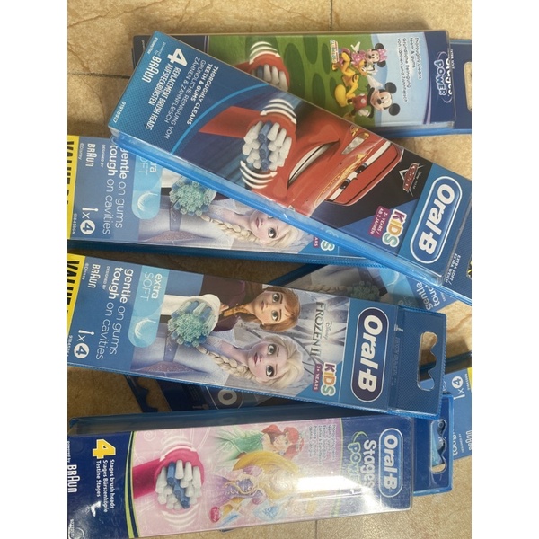 Đầu bàn chải đánh răng trẻ em Oral B chính hãng (1 đầu lẻ tách set, set 4 đầu bàn chải)