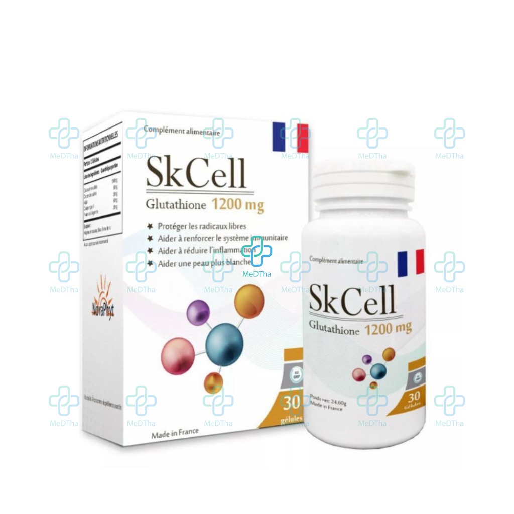 Viên Uống Trắng Da SK Cell (Glutathione 1200mg) - Bổ Sung Glutathione, Collagen, Làm Trắng Da, Thải Độc Tố (Hộp 30 Viên)