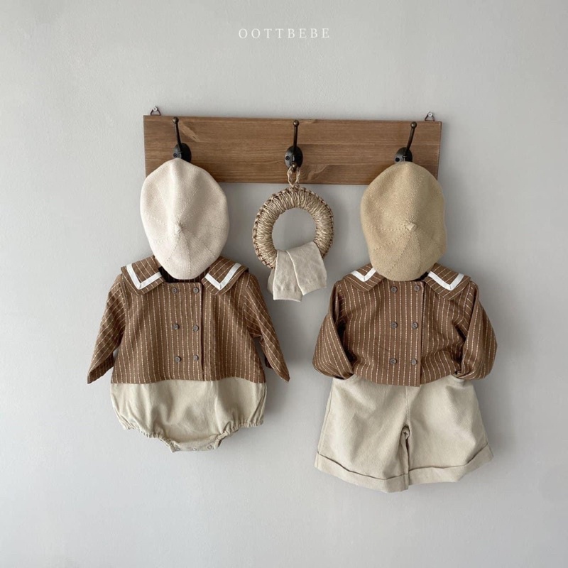 Set áo nâu kẻ Oottbebe