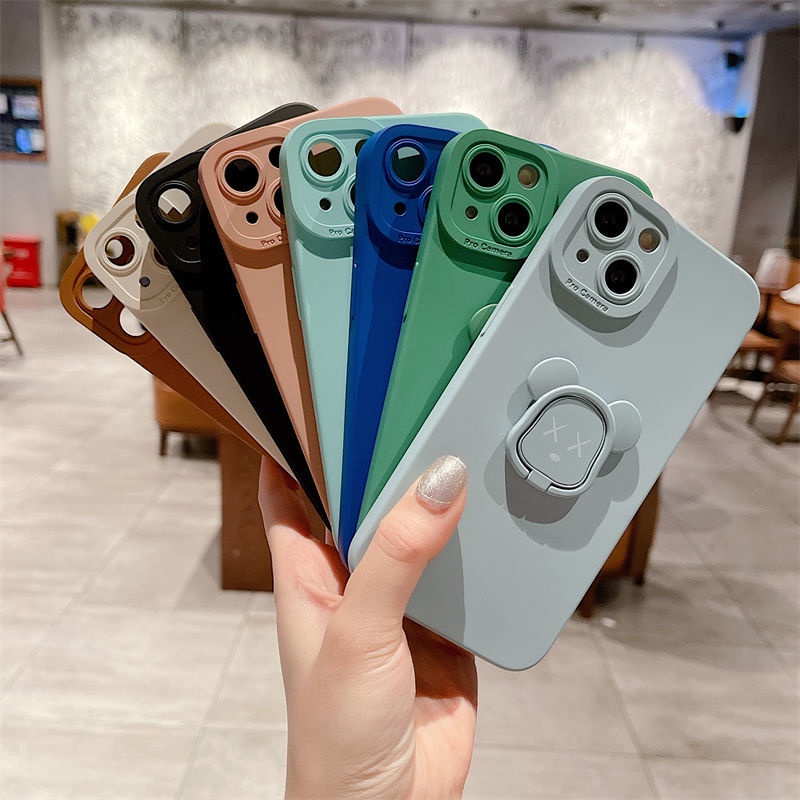 Ốp lưng iphone cạnh vuông bvc kèm iring kaws 7plus x xsmax 11 11promax 12 12pro 12promax 13 13pro 13promax DT13