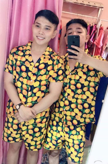 28. Đồ bộ trái cây đi biển(ảnh thật, chất kate thái) trái cam