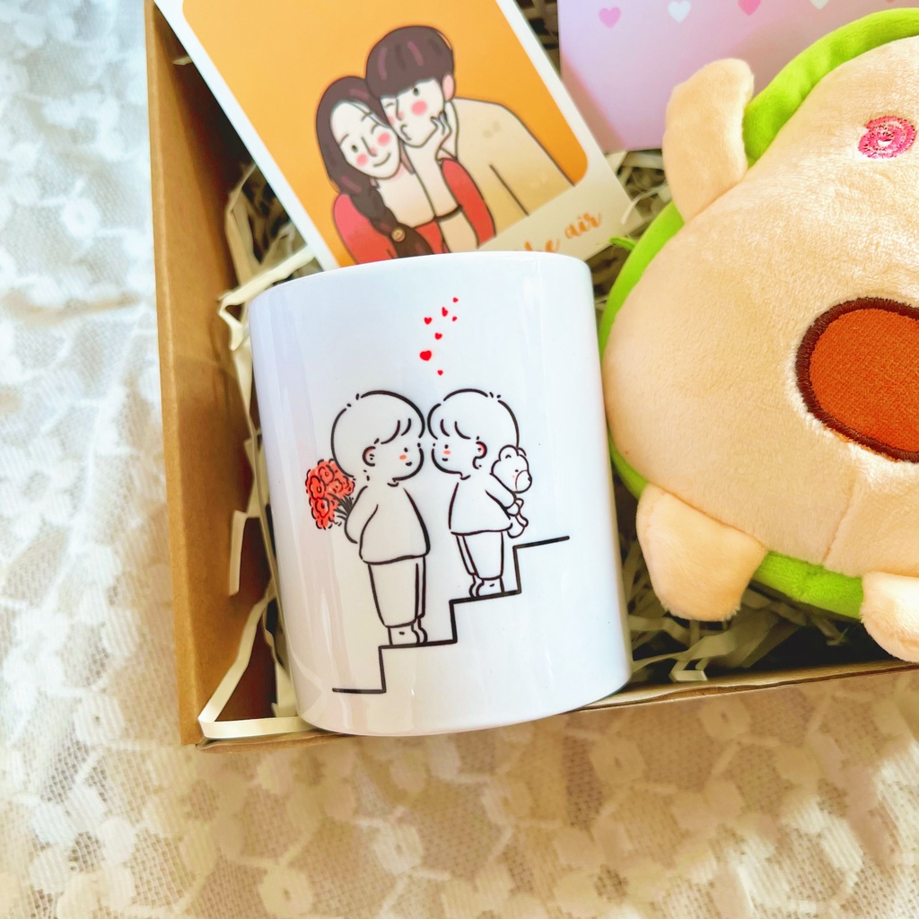 Set quà tặng Cốc Tặng hoa,gấu Một chút cute tặng sinh nhật, Valentine, 6/4 dành cho bố, anh trai, người yêu, bạn thân