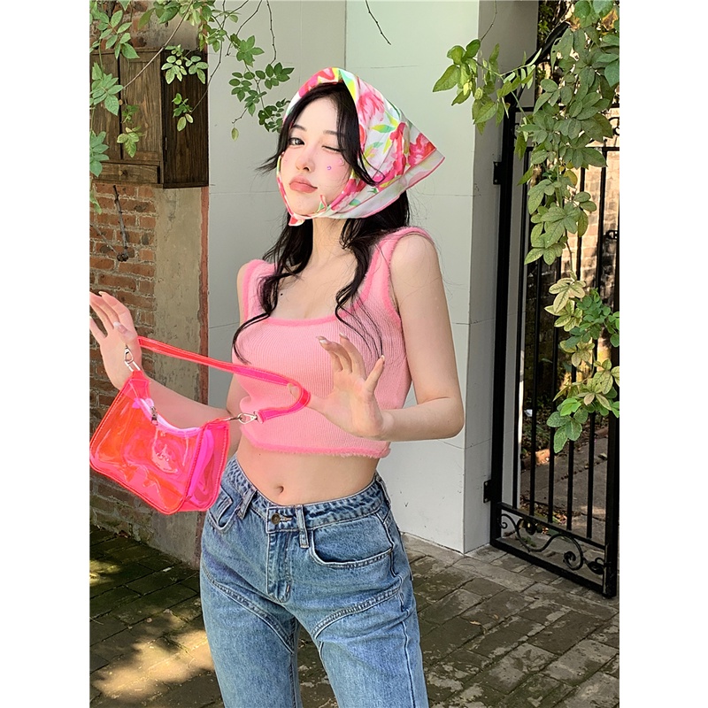 Áo Hai Dây Phối Lông Màu Trơn Quyến Rũ Thời Trang Nữ