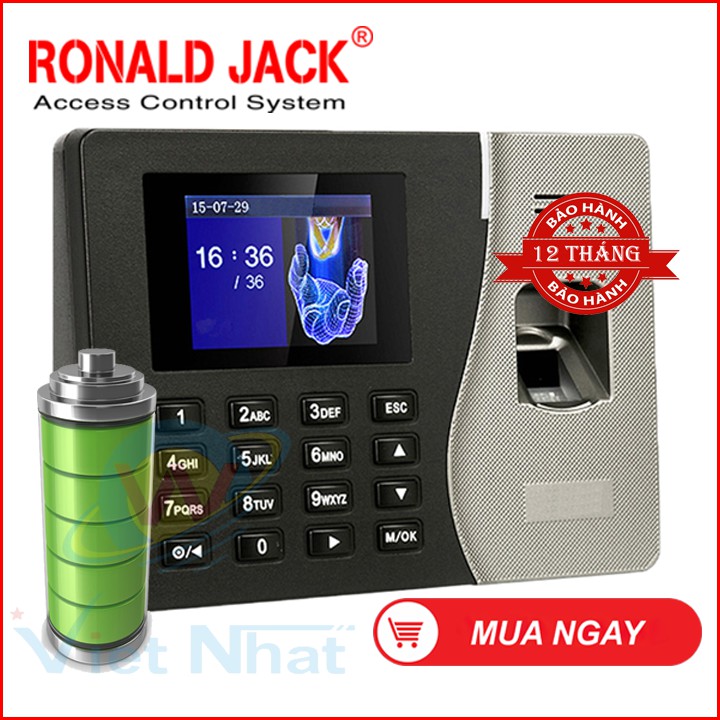 Ronald Jack 2000 PRO PIN LƯU ĐIỆN - Máy Chấm Công Vân Tay - Hàng Nhập Khẩu Chính Hãng