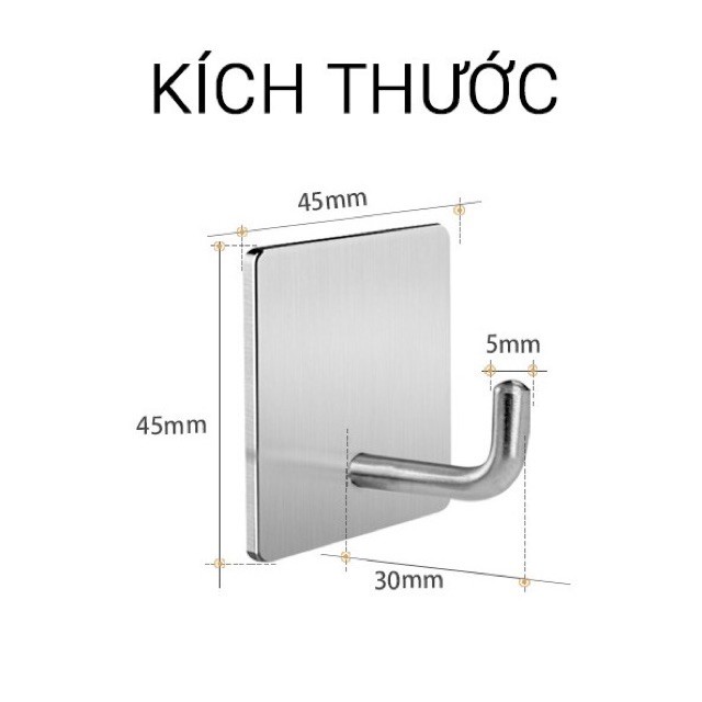 Bộ 4 móc treo đồ decor chất liệu INOX SUS304 dán tường gạch men keo 3M