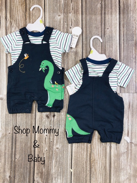 Set yếm đùi và áo hãng Carter xuất dư chất liệu cotton cho bé gái size từ 3 tháng đến 24 tháng