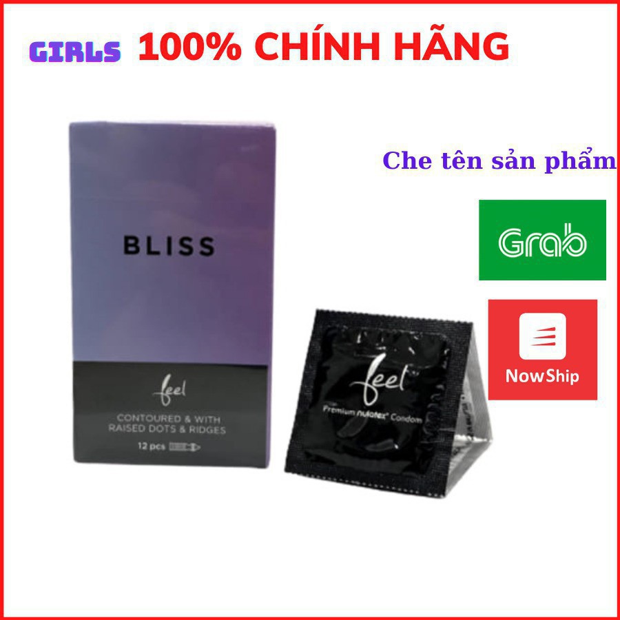 Bao Cao Su Feel Premium Bliss - Bcs gân gai - Hộp 12 chiếc
