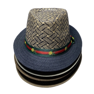 Gangster Trilby Fedora Hats for Women Men Straw Braid Short Brim Jazz Panama Cap Beach Sun