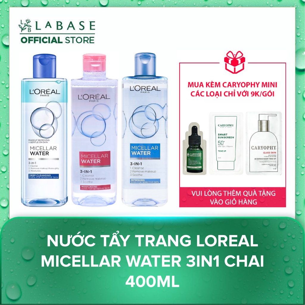 Nước tẩy trang Loreal Micellar Water 3in1 chai 400ml